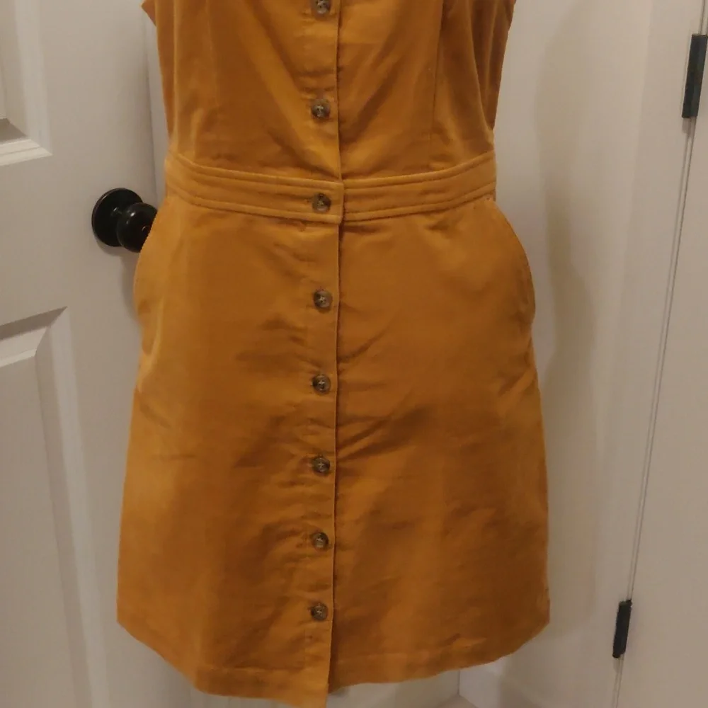 J.Crew mustard cotton corduroy button down dress Academia school girl Y2K Core - Picture 3 of 8